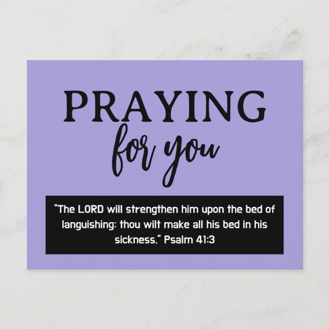 Praying For You Psalm Get Well Soon Postcard (Front)