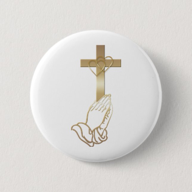 Praying Hands 6 Cm Round Badge (Front)
