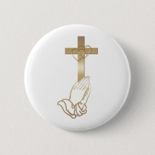 Praying Hands 6 Cm Round Badge