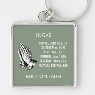 Praying Hands: "Built on Faith" Keychain
