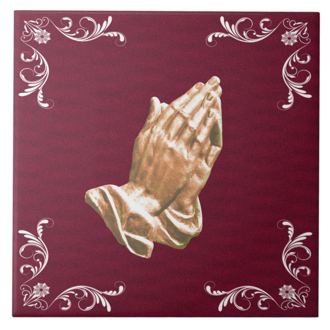 PRAYING HANDS CERAMIC TILE (Front)