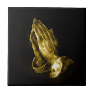 Praying hands ceramic tile