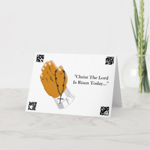 Praying Hands Child Cross Christ The Lord Risen Holiday Card