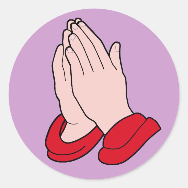 PRAYING HANDS CLASSIC ROUND STICKER (Front)
