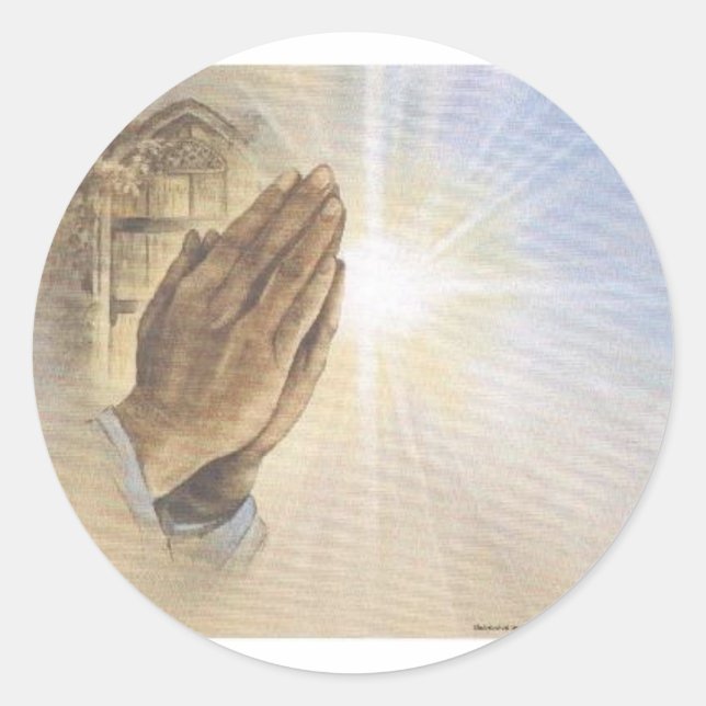Praying Hands Classic Round Sticker (Front)