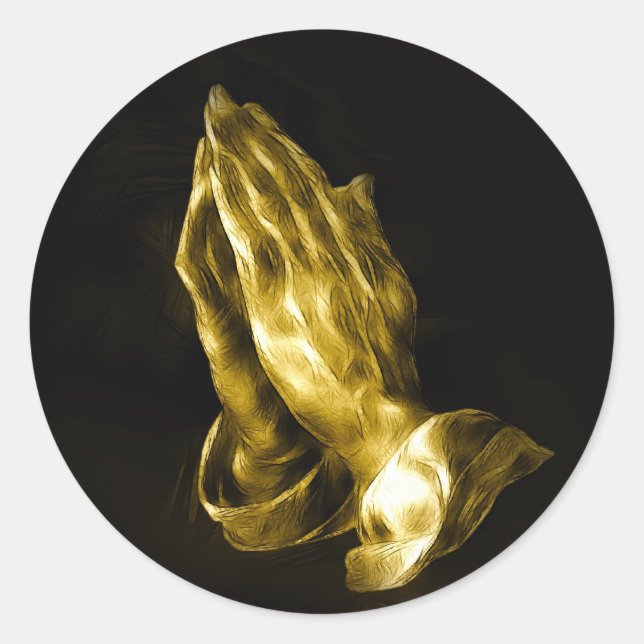 Praying hands classic round sticker (Front)