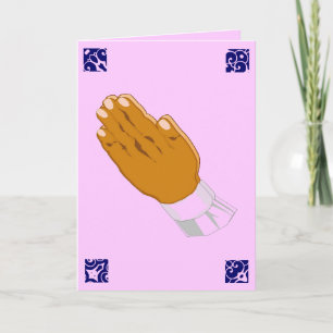 Praying Hands Easter Greetings In Pink II Holiday Card