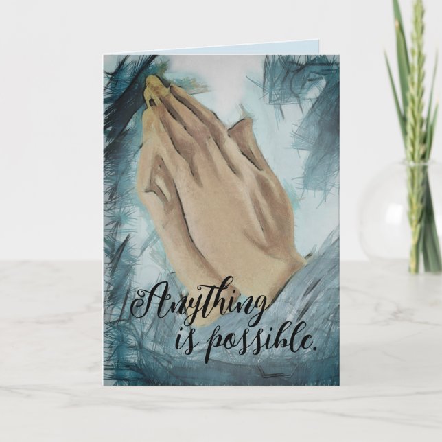 Praying Hands Folded Greeting Card (Front)