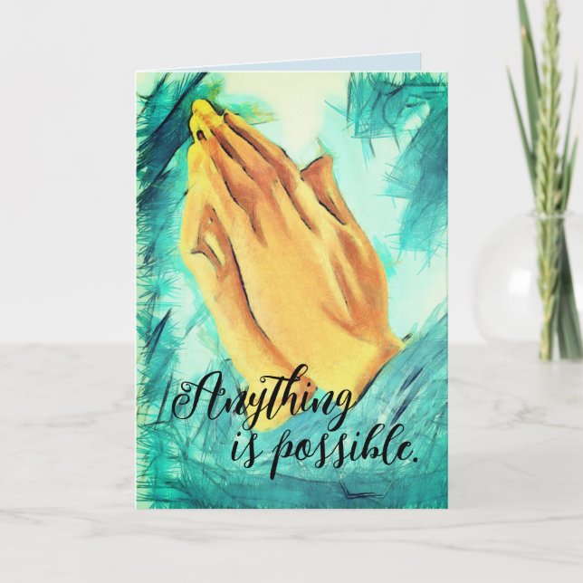 Praying Hands Folded Greeting Card (Front)