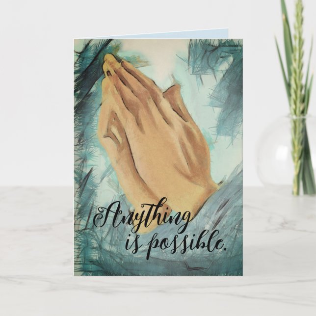 Praying Hands Folded Greeting Card (Front)