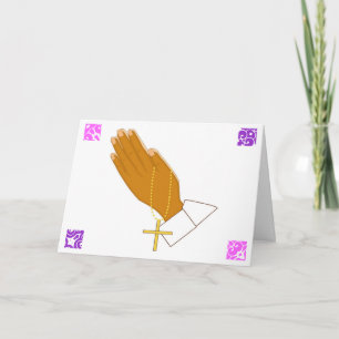 Praying Hands Happy Easter With Gold Cross I Holiday Card