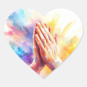 Praying Hands Heart Sticker