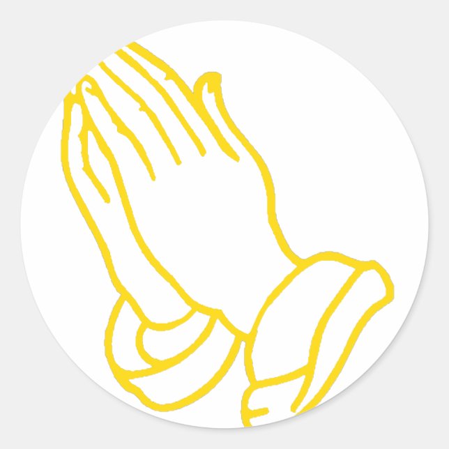 Praying Hands in Gold Yellow Classic Round Sticker (Front)
