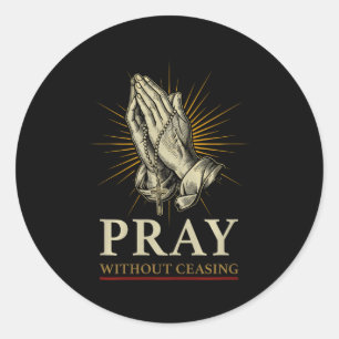Praying Hands Jesus Cross Rosary Faith Devotion Pr Classic Round Sticker