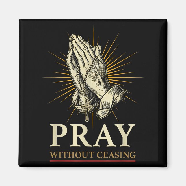 Praying Hands Jesus Cross Rosary Faith Devotion Pr Magnet (Front)