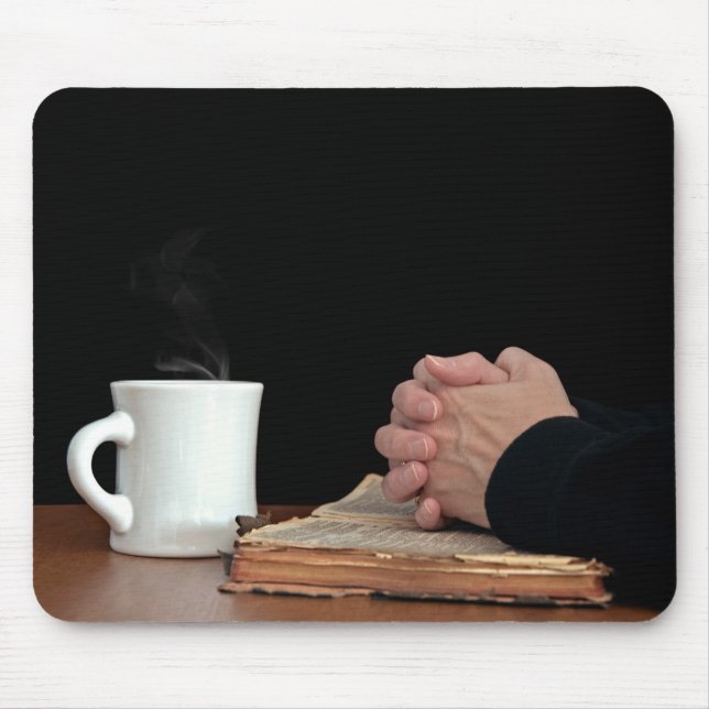 Praying Hands On Bible Mouse Pad (Front)