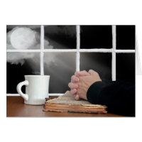 Praying Hands On Bible with Moon