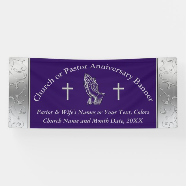 Praying Hands Pastor or Church Anniversary Banner (Horizontal)