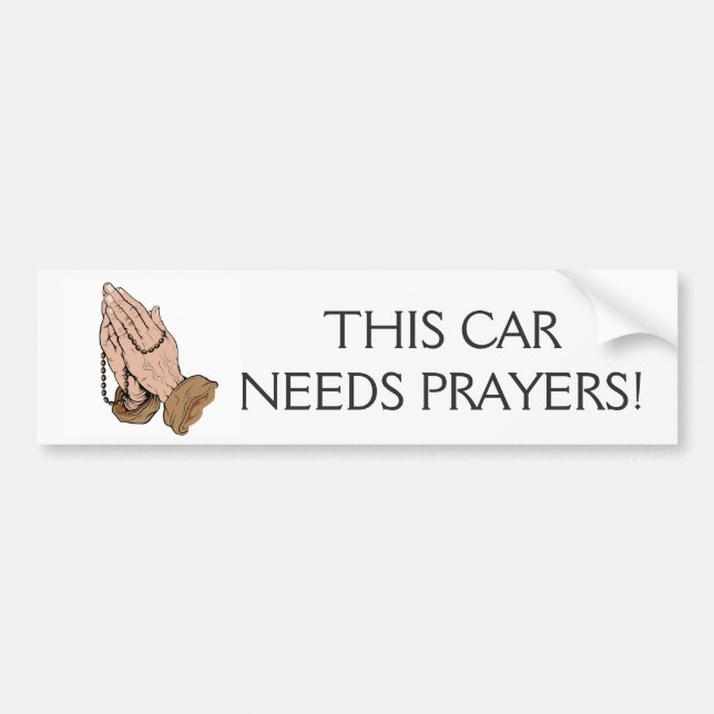 Praying Hands Rosary Bumper Sticker (Front)