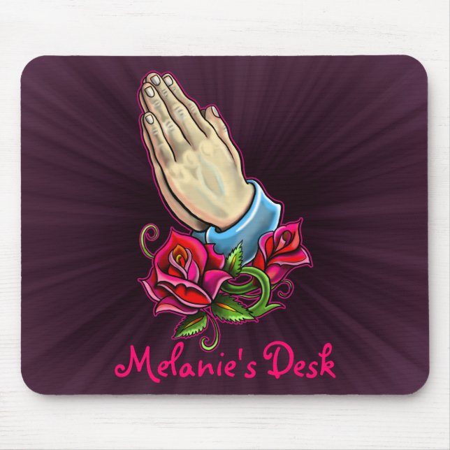 Praying Hands Roses Design Mouse Pad (Front)
