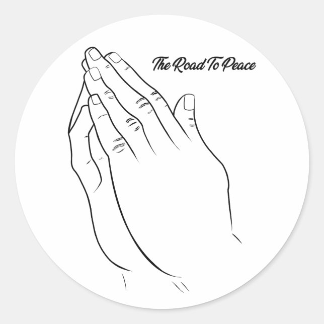 Praying Hands The Road To Peace  Classic Round Sticker (Front)