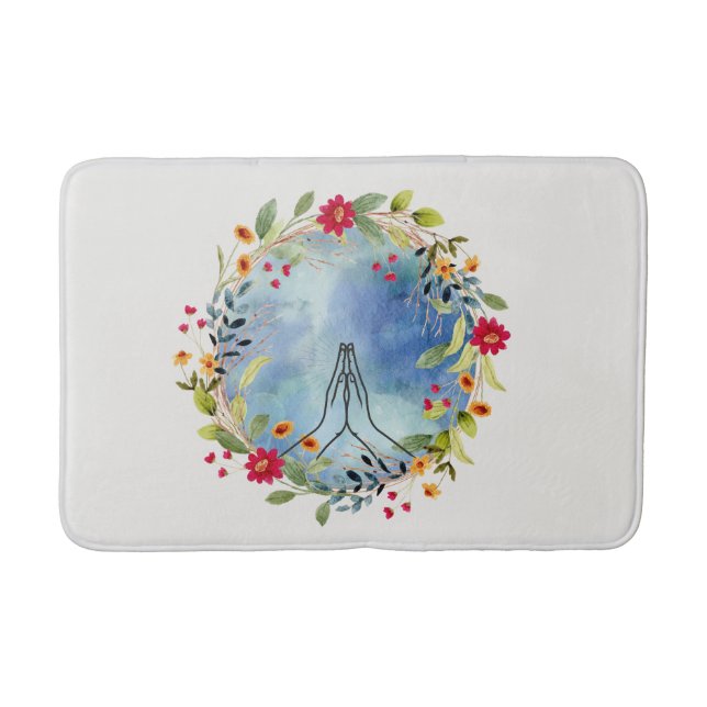Praying hands watercolor  bath mat (Front)