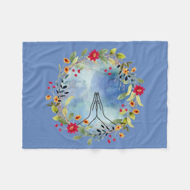 Praying hands watercolor  fleece blanket (Front (Horizontal))
