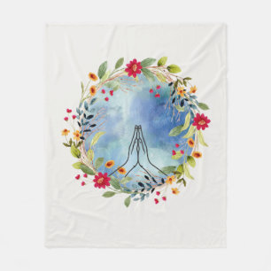 Praying hands watercolor  fleece blanket