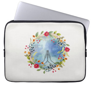 Praying hands watercolor laptop sleeve