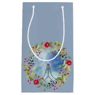 Praying hands watercolor small gift bag