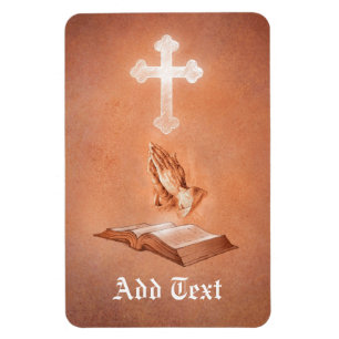 Praying Hands with Cross and Bible Magnet