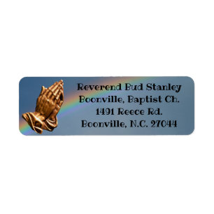 PRAYING HANDS WITH RAINBOW RETURN ADDRESS LABEL