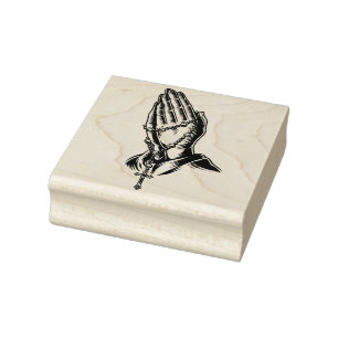 Praying Hands with Rosery  Rubber Stamp
