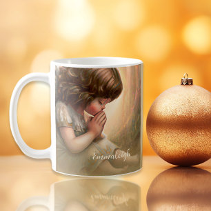 Praying Little Girl Angel Radiant Light Halo Coffee Mug