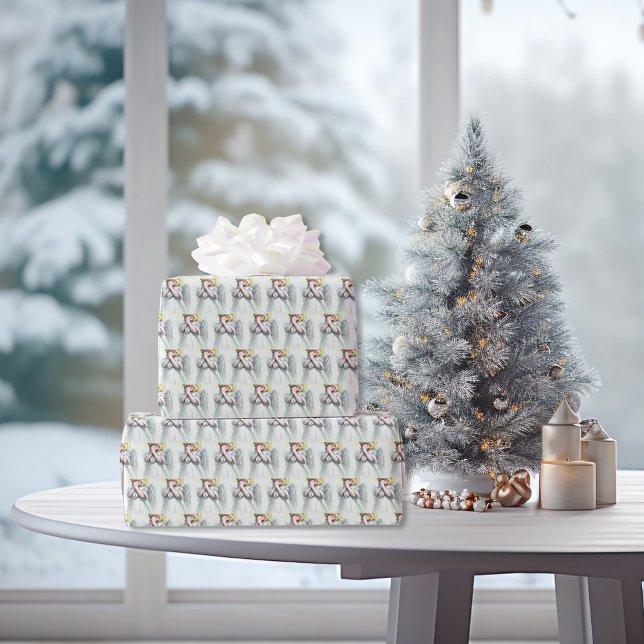 Praying Little Girl Angel with Wings Wrapping Paper (Creator Uploaded)