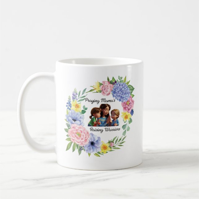  Praying mama Christian Mother's Day floral Coffee Mug (Left)