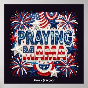 Praying Mama Patriotic Art Print  Red, White, Blue
