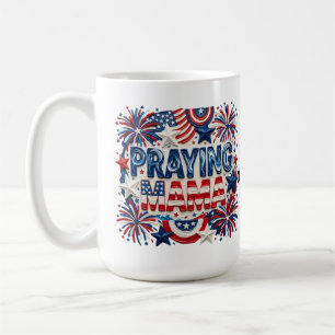 Praying Mama Patriotic Art Print  Red, White, Blue Coffee Mug