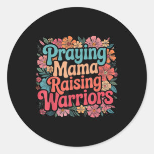 Praying Mama Raising Warriors Jesus Christian Moth Classic Round Sticker