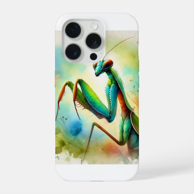Praying Mantis 031024AREF144 - Watercolor iPhone Case (Back)