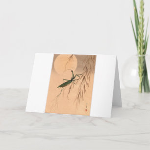 Praying Mantis and the Moon Japanese Art c. 1800s Card