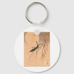 Praying Mantis and the Moon Japanese Art c. 1800s Key Ring