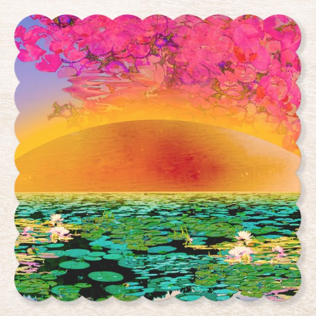 PRAYING MANTIS AT SUNSET PAPER COASTER (Front)