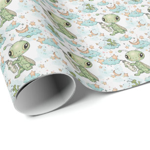 Praying Mantis Baby Pastel Watercolor Pattern Wrapping Paper