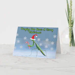 Praying Mantis Christmas Card W/ Personalised Name