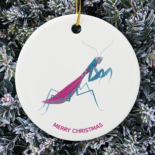 Praying Mantis Custom Text Ceramic Ornament