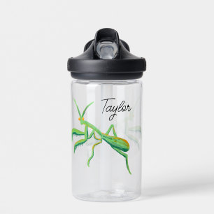 Praying Mantis in Bright Green Personalised Water Bottle