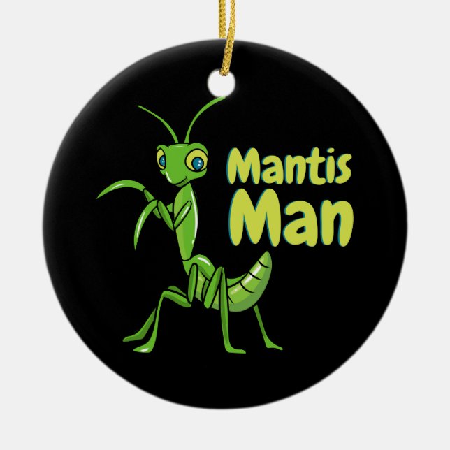 Praying Mantis Man Green Garden Insect Ceramic Ornament (Front)