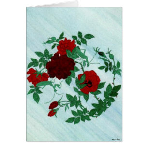 Praying Mantis & Red Roses Card
