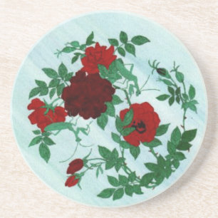 Praying Mantis & Red Roses Coaster